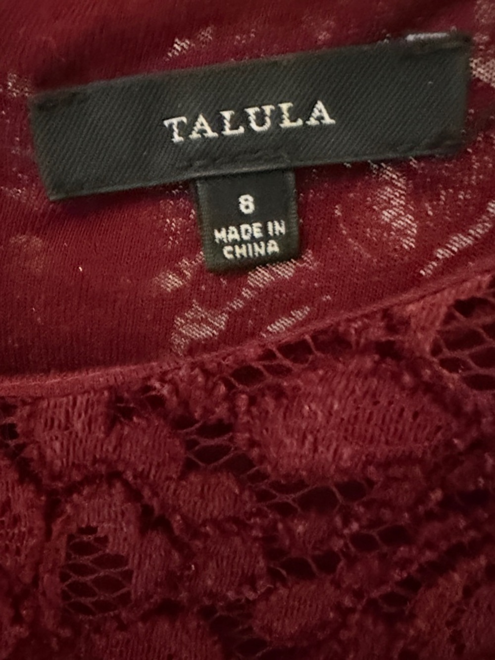 Aritzia Talula Burgundy Lace Fit-and-Flare Dress - Picture 2 of 5